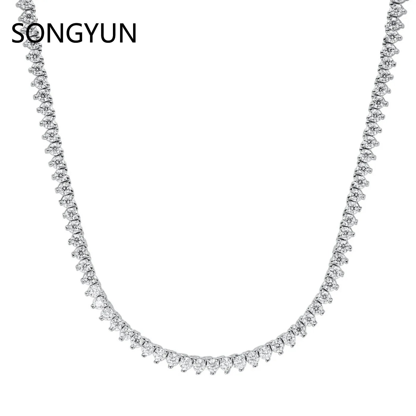 

SongYun Luxury Jewelry 925 Sterling Silver Tennis Chain Necklace For Women Men Moissanite Diamond Tennis Necklaces Fine Jewelry
