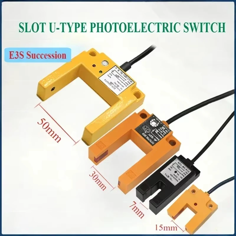 Infrared U-Slot Photoelectric Sensor E3S-GS30/E3S-GS15/E3S-GS7 DC 12-24V Proximity Switches Three-Wire NPN PNP Detection