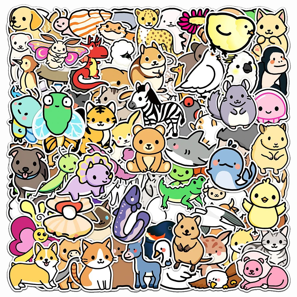 10/30/50/100 szt. Urocze Naklejki z Zwierzętami, Kreskówkowe Naklejki Kawaii Anime Graffiti, Naklejki DIY na Laptopa, Artykuły Papiernicze, Telefon, Klasyczne Naklejki Zabawki, Zestaw