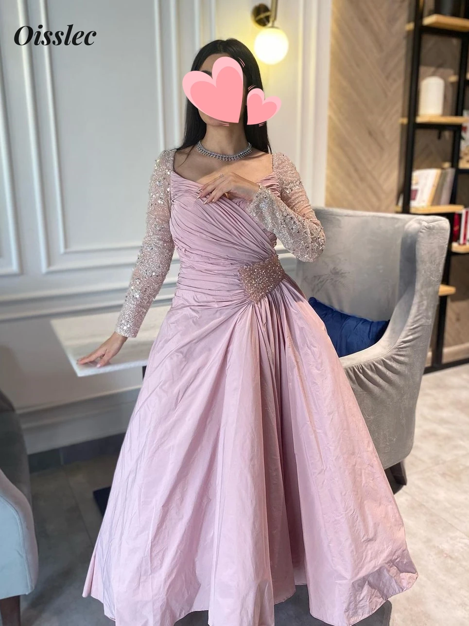 

Oisslec Dress Elegant Vintage Sweet Pink Beading Shiny Lace Ruffle Customize Formal Occasion Prom Dress Evening Party Gowns