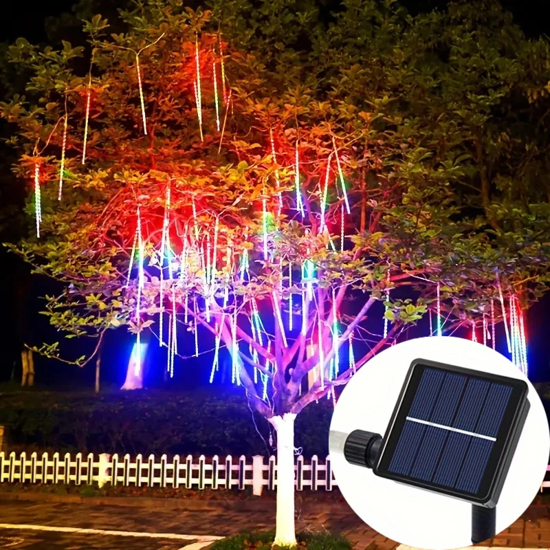 

50/30cm Outdoor LED Garden Street Fairy String Lights Solar Meteor Shower Rain Light 8Tubes Wedding Holiday Christmas Decoration