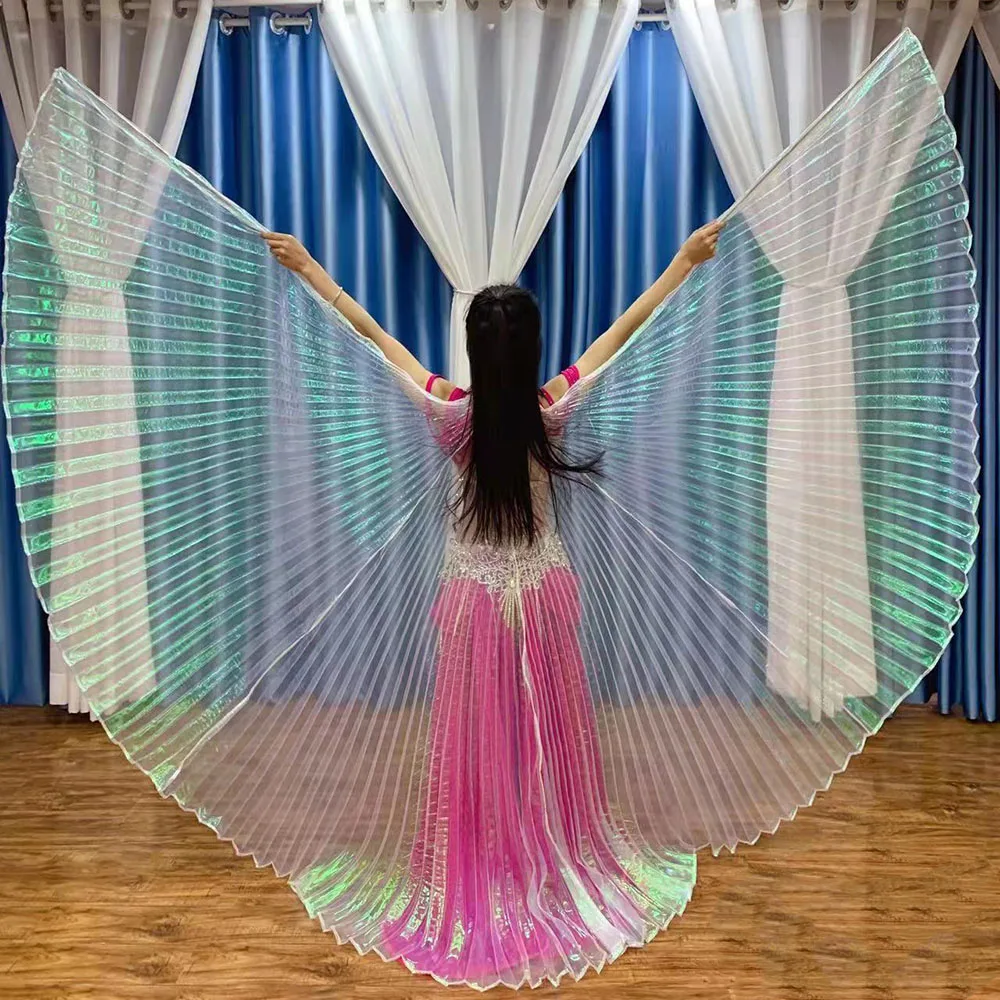 2025 accesorios profesionales de traje de danza del vientre ala danza del vientre tela transparente alas isis con palos