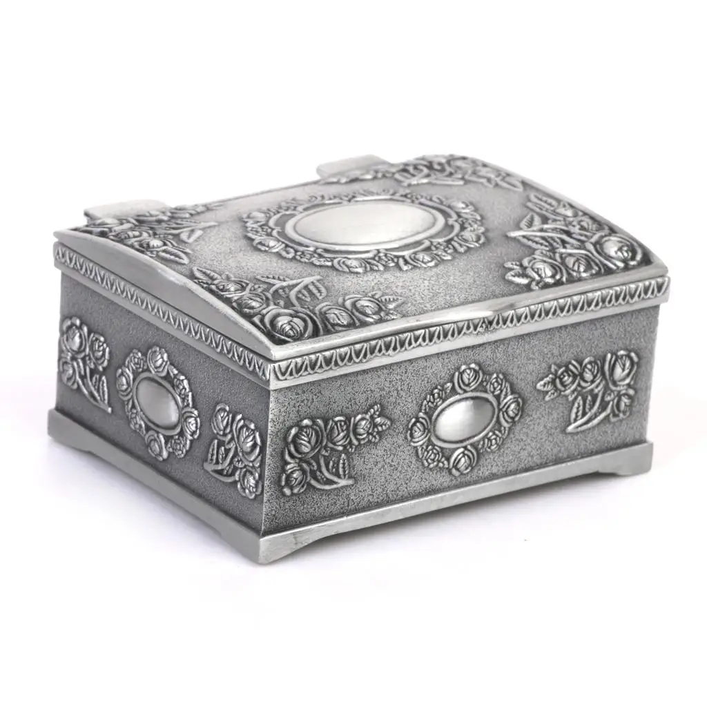 Stylish Fashion Treasure Chests Shape Tin Jewelry Ring Box Gift Case Antique Crystal Candy Storage Organizer trinket box