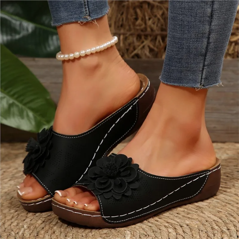 Shoes Women Sandals Summer Elegant Shoes Woman Slides Sandals Ladies Wedge Sandals For Women Casual Footwear Slipper Female image 2