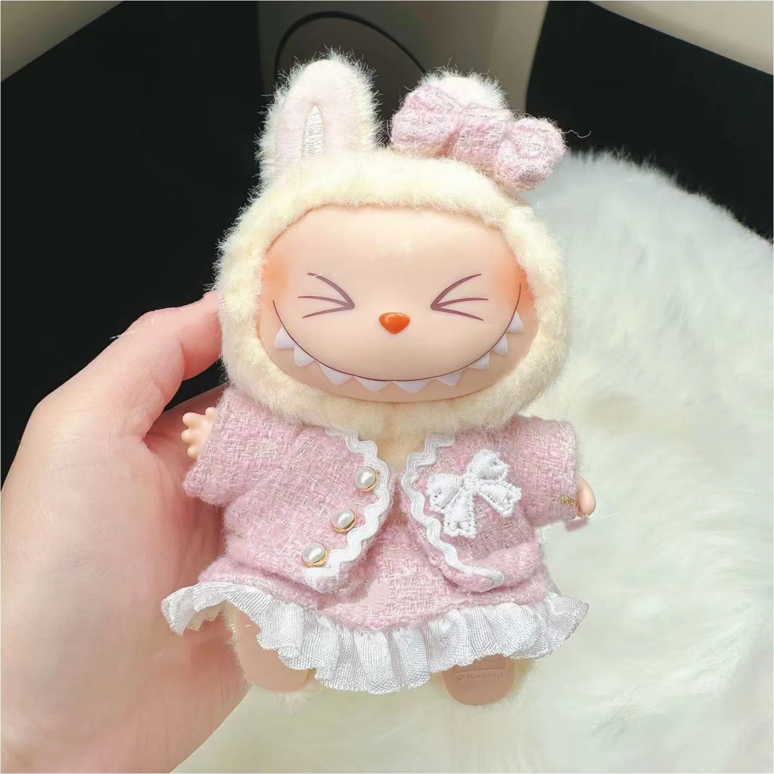 Robe de poupée Labubus de 17cm, ensemble de vêtements avec nœud, vêtements de poupée élégants, robe de soirée, Mini vêtements, accessoires