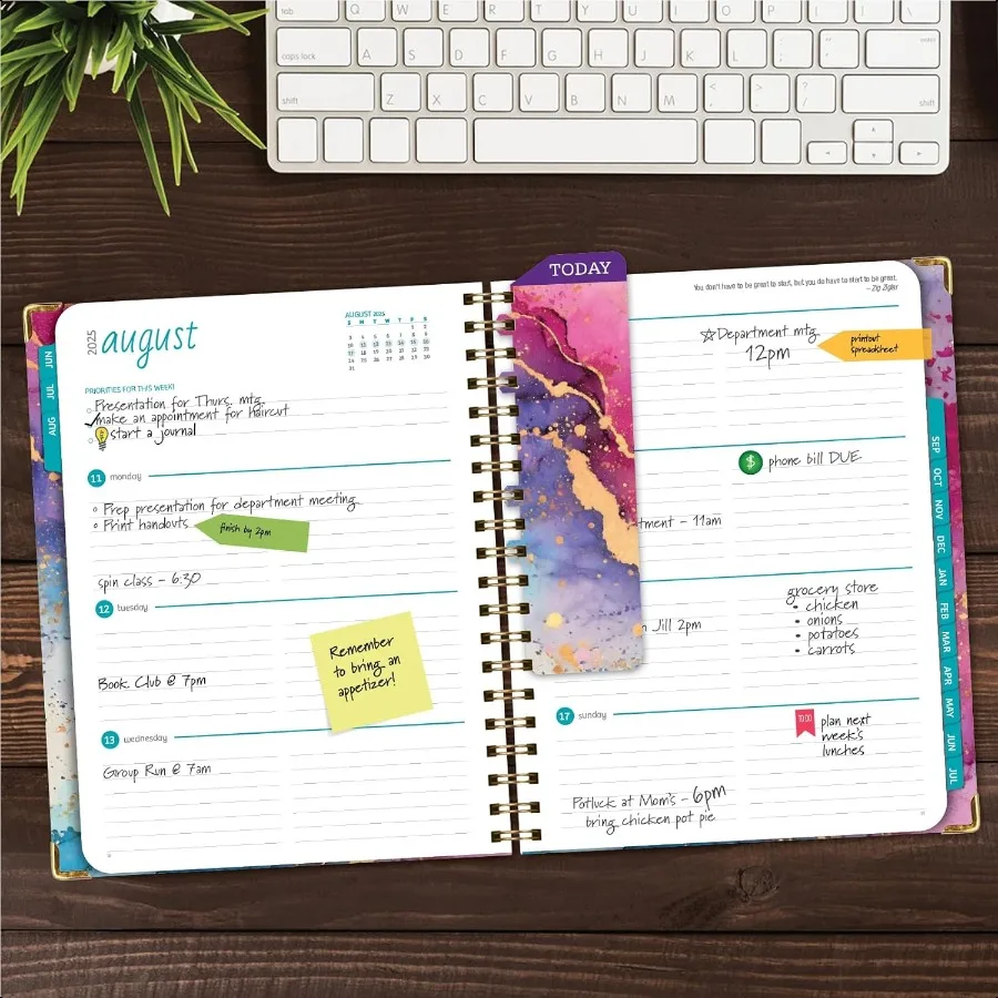 HARDCOVER Anno accademico 20252026: giugno 2025 a luglio 2026 8,5x11 Agenda annuale mensile settimanale giornaliera. Piega tascabile segnalibro