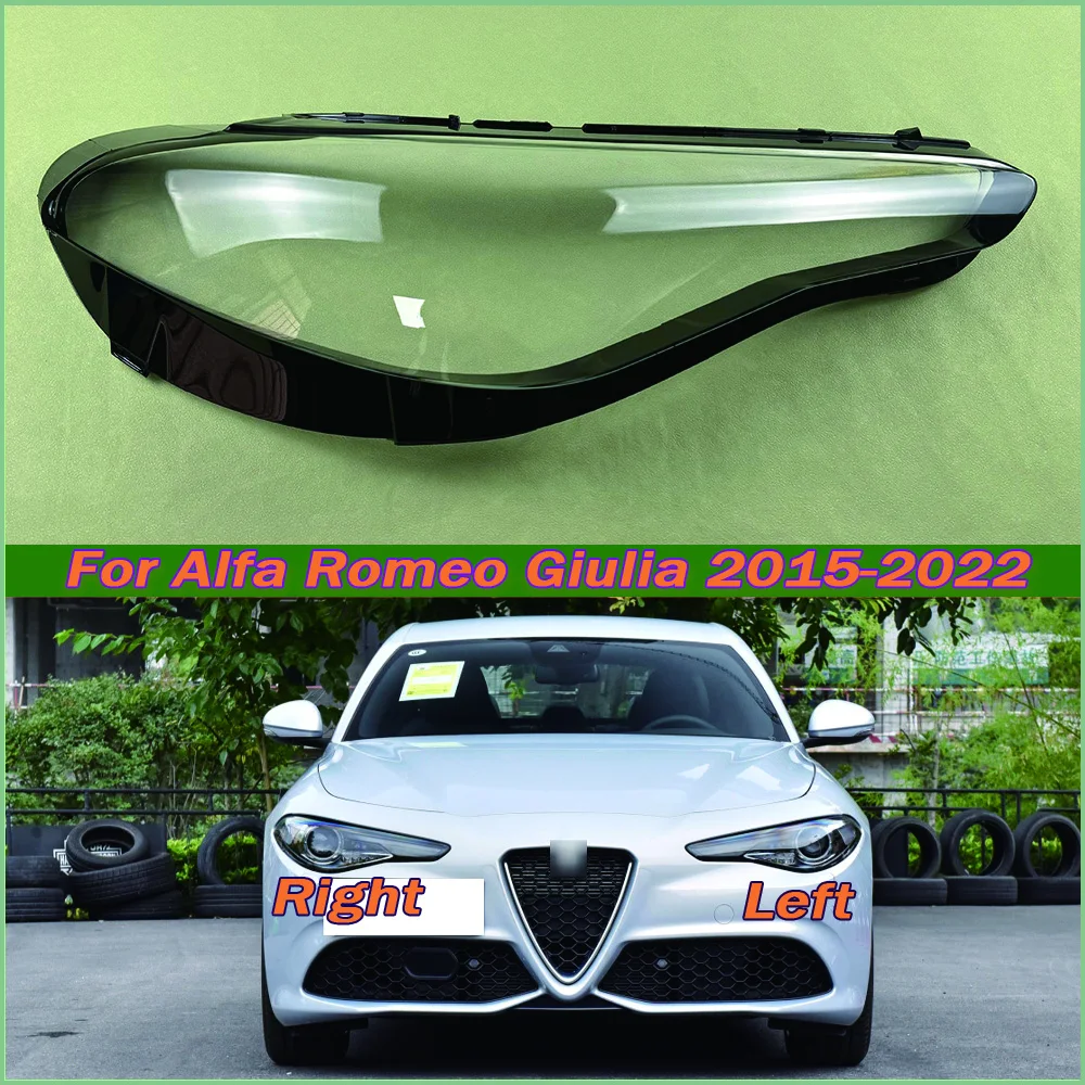 For Alfa Romeo Giulia 2015-2022 Front Headlamp Lamp Shell Transparent Headlight Cover Lens Plexiglass Replace Original Lampshade