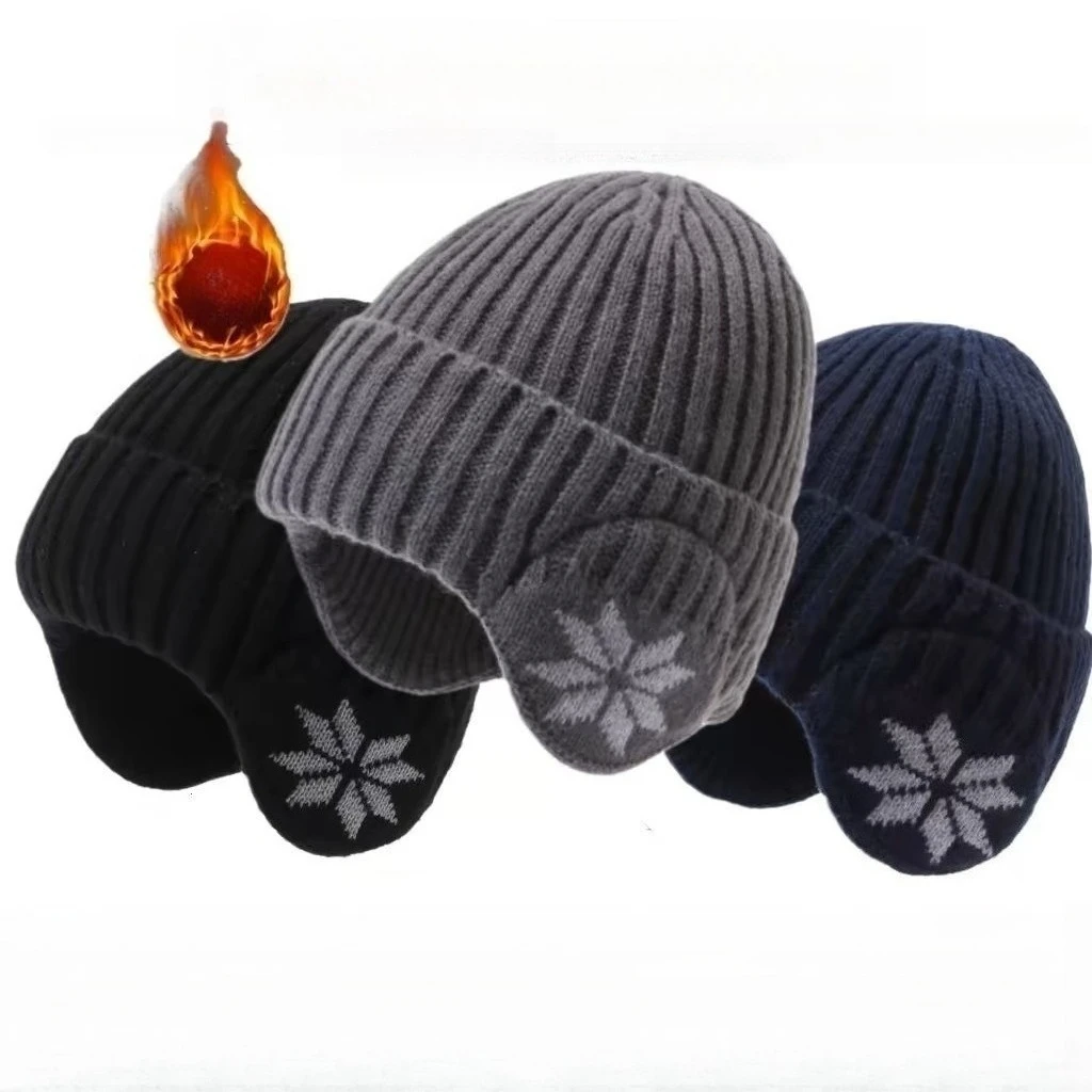 Зимняя мужская вязаная теплая шапка, модная шапка Baotou, защитная шапка для ушей от холода, толстая ветрозащитная шапка для езды на велосипеде на открытом воздухе