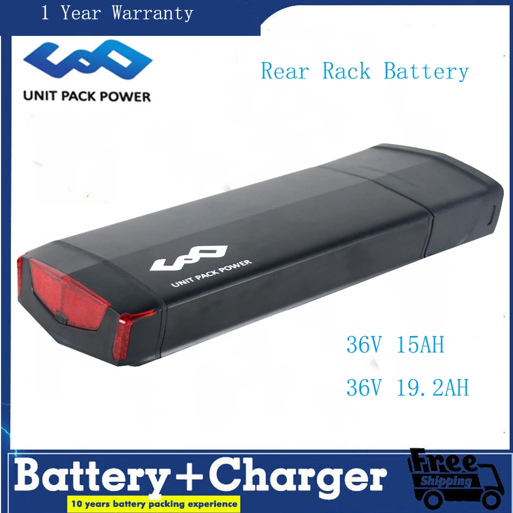 Rear Rack Ebike Battery 36V 19.2AH with Black Carrier 52V 15AH48V 14.4AH fit for 26\