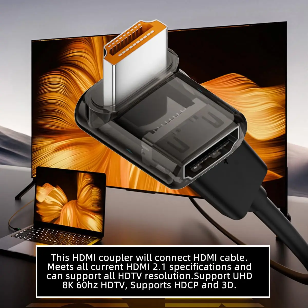 8K HDMI 2.1 Male to Female 90 Degree UP Angled Extension Adapter Male To Female for HDTV Projector PS4 PS5 Laptop PC