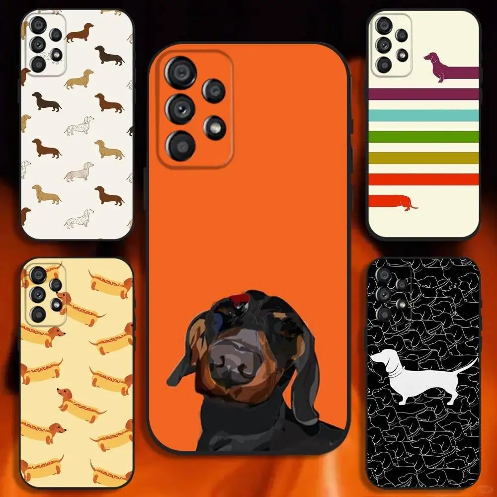 

Cute Dachshund Dog Phone Case For Samsung Galaxy A20,A21s,A22,A31,A32,A52,A53,A72,73,A80 Soft Black Cover