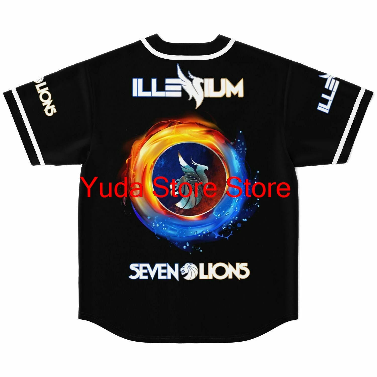 Seven Lions And ILLENIUM Merch Baseball Jersey Men/Women Casual Thin button Baseball uniform Oil Slick Custom Baseball Jersey