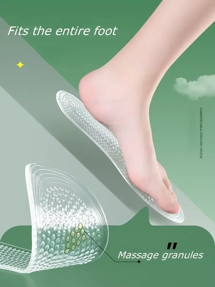 Silicone Insoles Man Plantar Fascitis Foot Massage Soft Transparent Gel Insoles for Woman Work Shoes Walking All Day Pain Relief