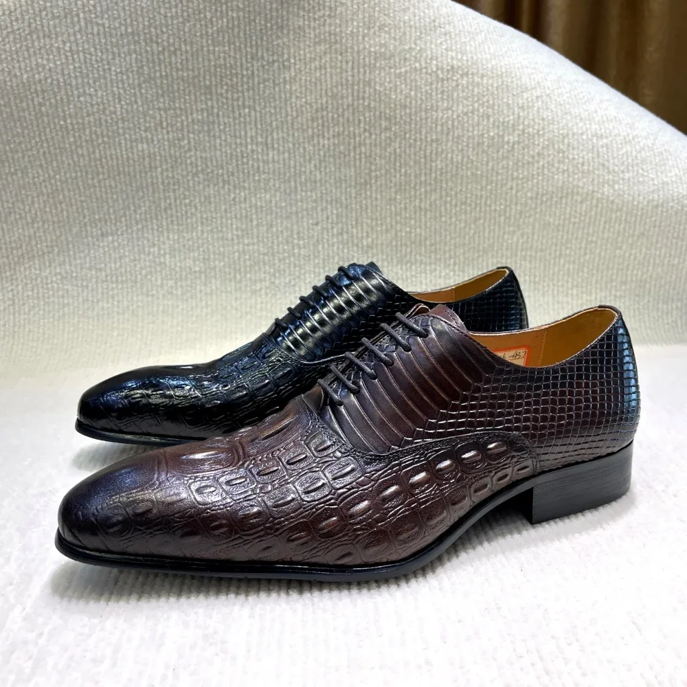 Men's Brown Genuine Leather Dress Shoes Designer Luxury Italian Brand Double Buckle Monk Strap Formal Office Wedding Footwear