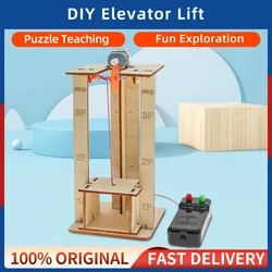 Wooden DIY Electric Remote Control Elevator Lift Model KIT Science STEM Education For Kids Students Toy Playing School Projects