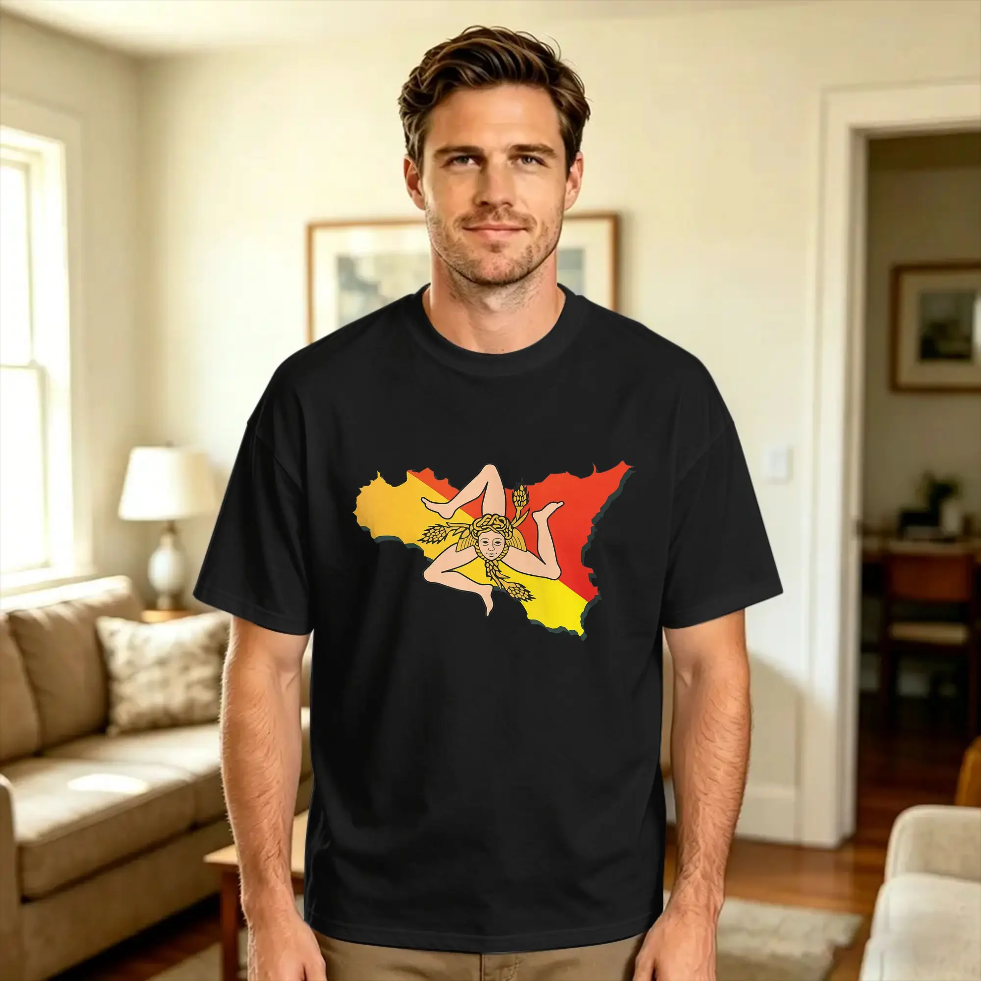 Sicilia Flag Sicilia T Shirt Sicilian Trinacria T-Shirt Adult  Y2K Fun T-Shirts Summer O-Neck Hipster Tee Shirt Wholesale Tops