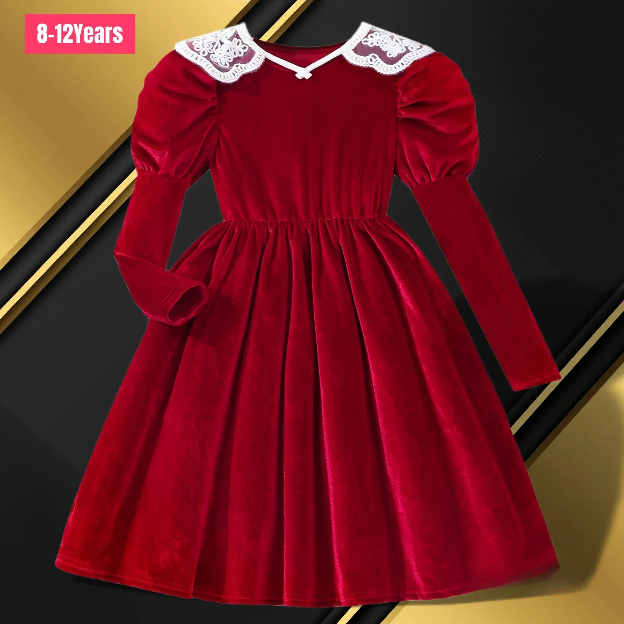

Christmas Teen Girls Dress Long Sleeve Spring Autumn Solid Color Children Dress Casual Warm Soft Comfort Girls Clothing 8-12Y