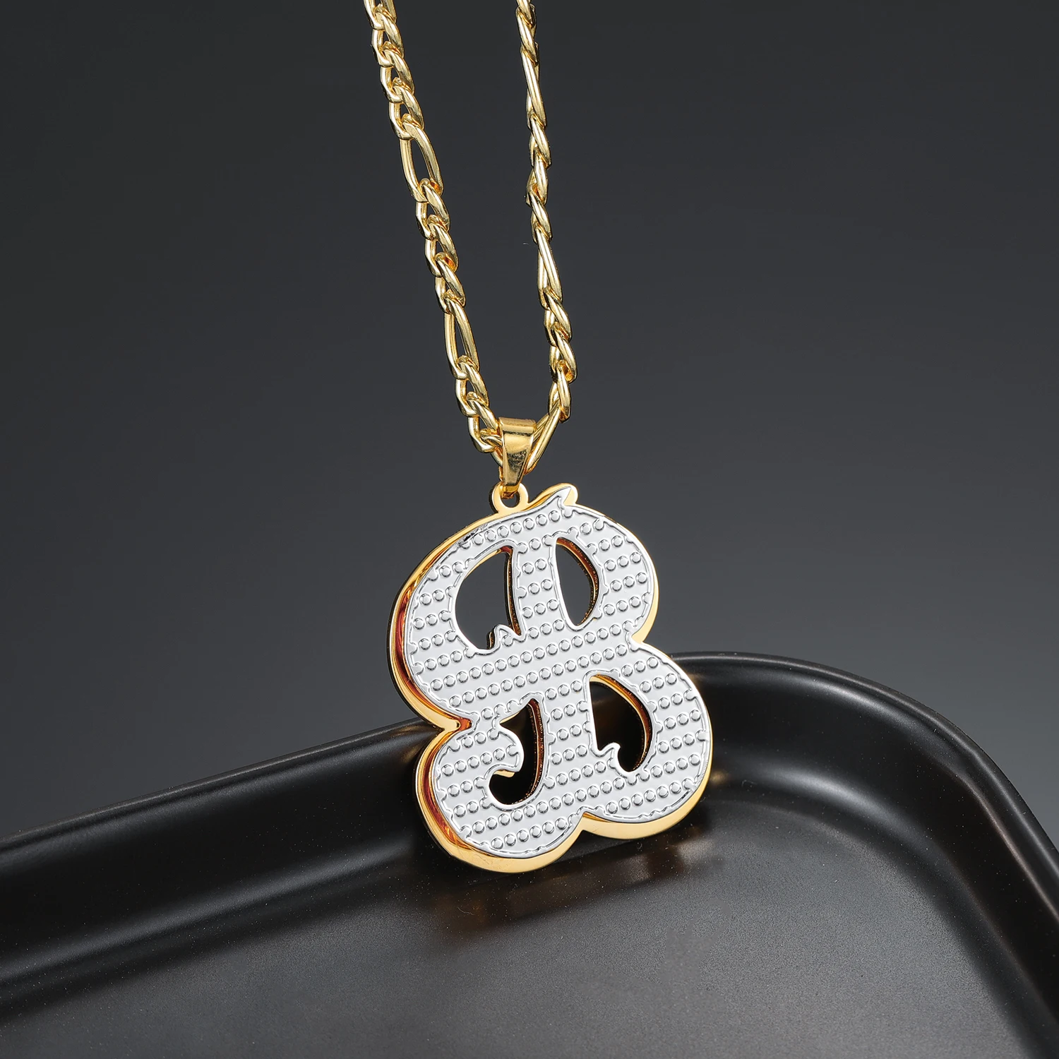 

Custom Initial Pendant Stainless Steel Necklace Personalized 18K Gold Plated Jewelry Textured Design Fashion Necklaces Christmas