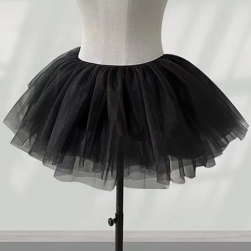 Lolita Cosplay Petticoats Women Girls 2024 Puffy Black Tutu Skirt 6 Layered Tulle Ballet Dance A-Line Pettiskirts Underskirt