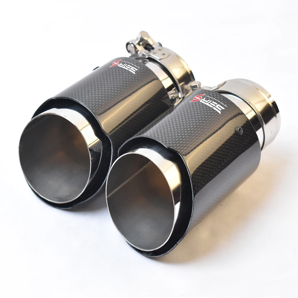 1PC Glossy Fiber Carbon Car Muffler Tip Pipe with SETRS Logo - Automotive Exhaust Accessory 3
