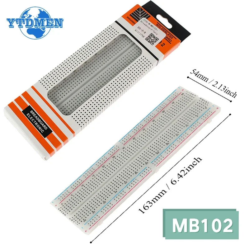 1PCS MB102 830 Breadboard Solderless PCB Bread Board MB102 Test Develop Experiment Boards DIY Electronic, for Arduino