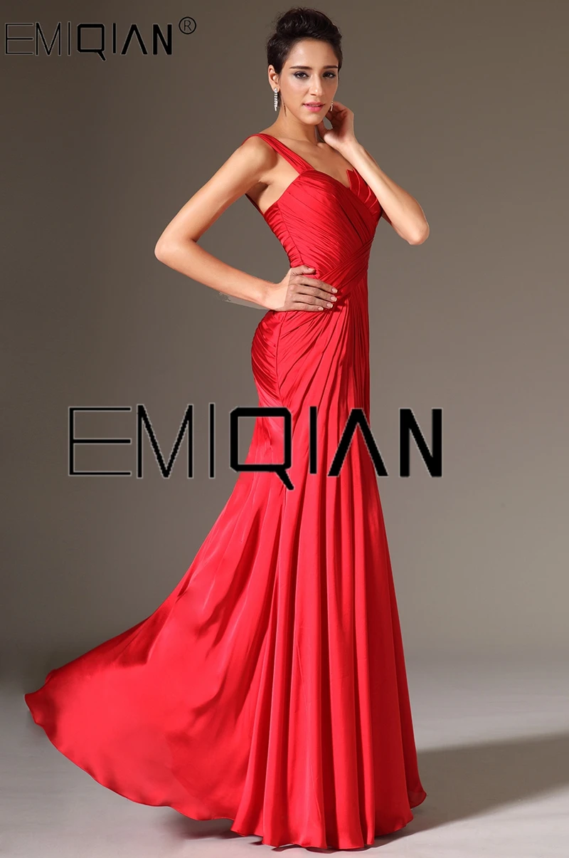 Special Occasion Dresses Mermaid One Shoulder Red Satin Long Evening Dresses Backless Fit Pageant Dress