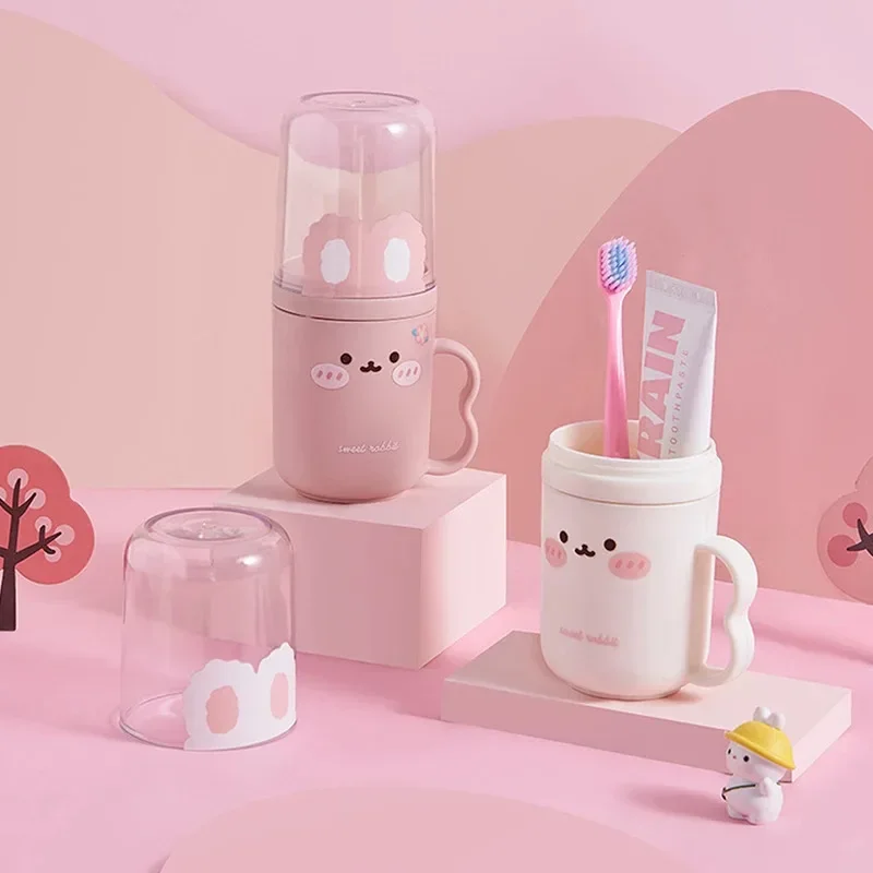 مجموعة العناية بالأسنان المنزلية والسفر للأطفال صندوق تخزين فرشاة الأسنان الكرتونية مع كوب غسول الفم المدمج على الطراز المحمول #2