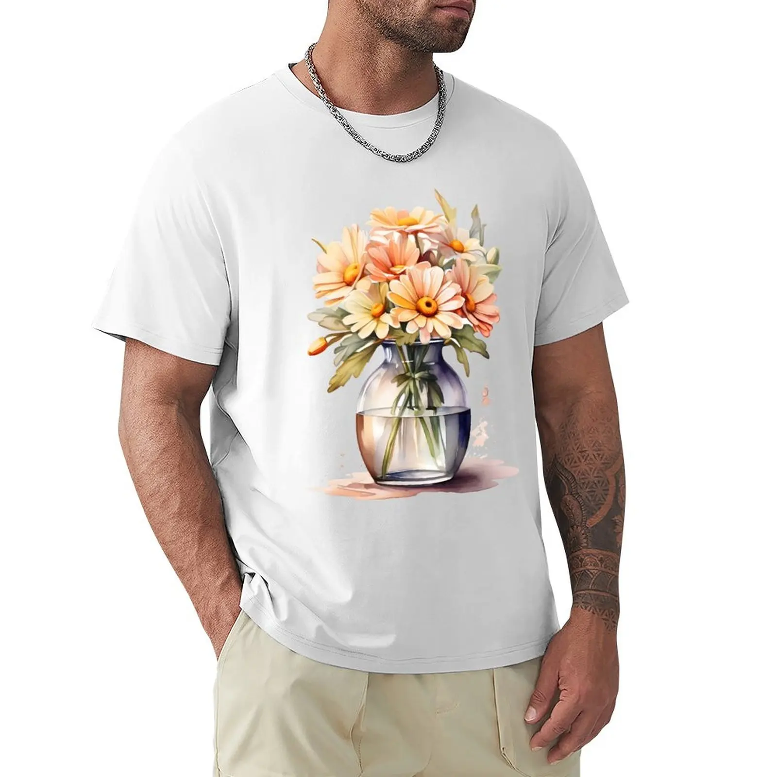 Watercolor A Daisy In A Vase T-Shirt sweat summer clothes shirts graphic tees anime sweat shirts, men