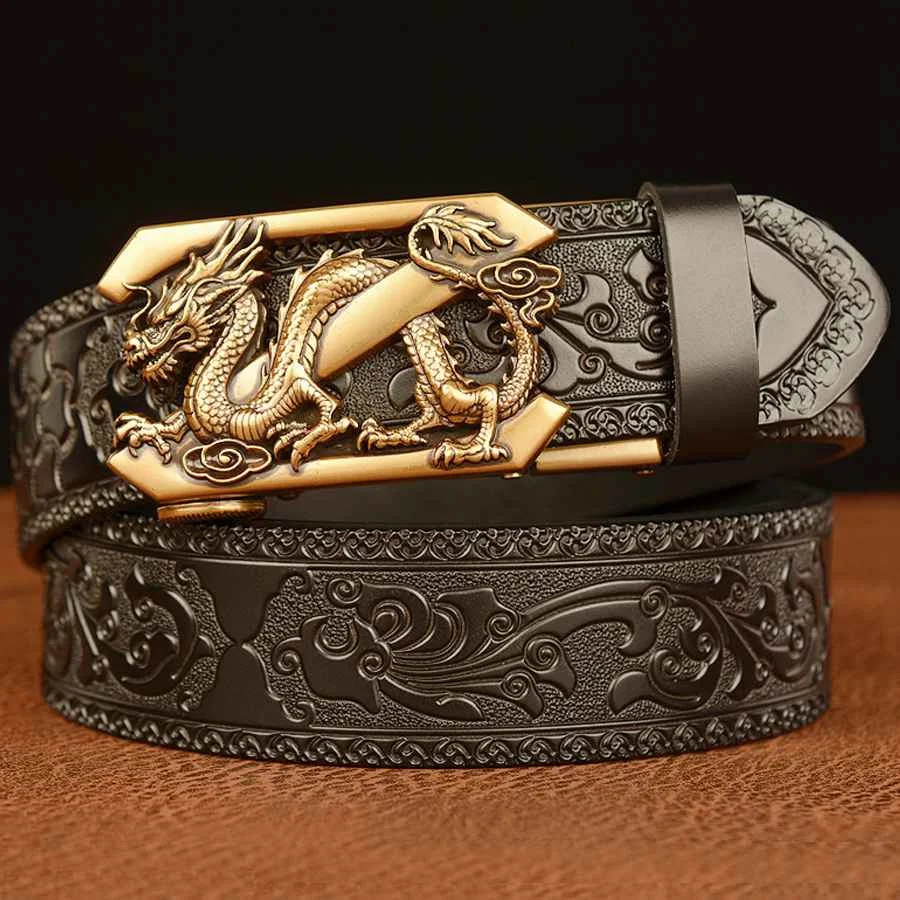 

Men Belt Dress Ratchet Genuine Leather Belt Automatic Sliding Buckle - 4Colors - Trim To Fit