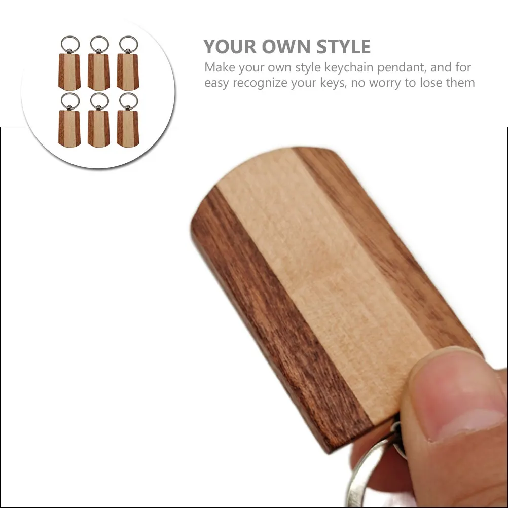 

Keychains Creative Ring Wood Engraving Unfinished Label Personalized Rings Blank Keyrings