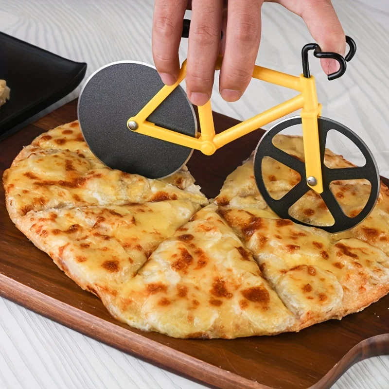 1pc Bicycle Round Stainless Pizza Cutter, Pizza Knife, Baking Tool, Multi-purpose Cookie Cutter Food Divider Kitchen Tools