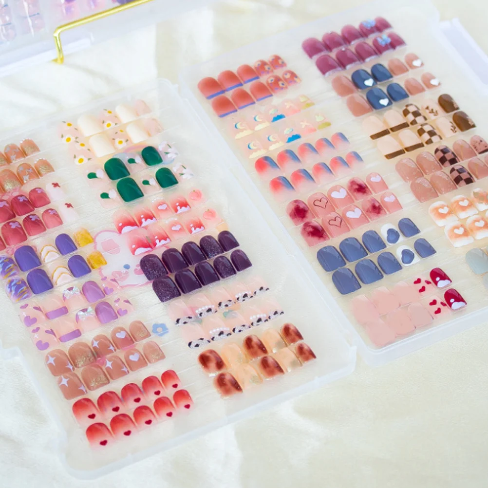 اضغط على صندوق منظم تخزين الأظافر مع طبقة واقية لجمع الأظافر الصناعية، حافظة عرض شفافة لسهولة الوصول و #2