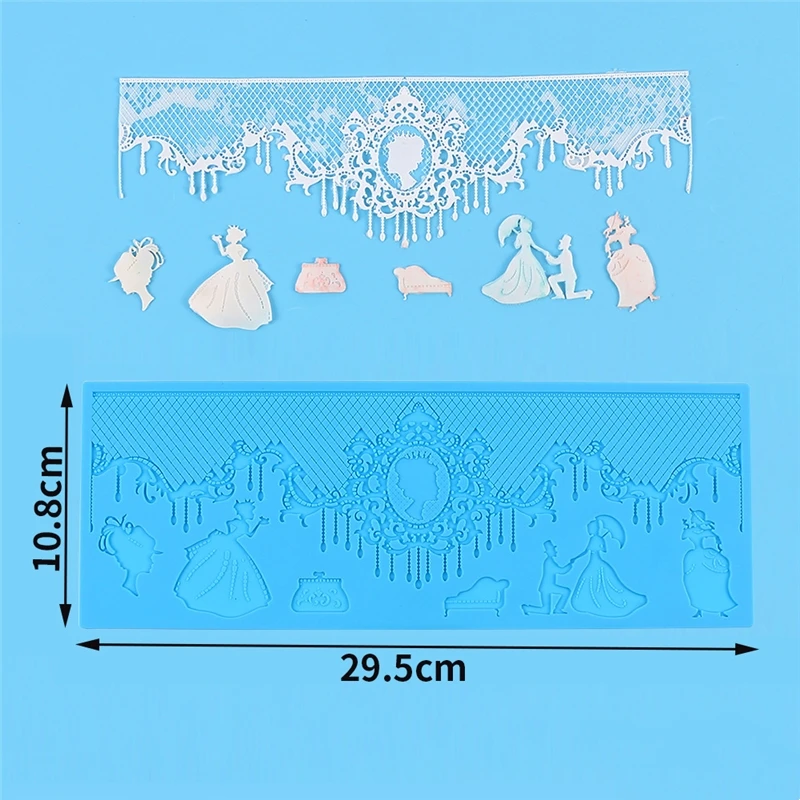 Aomily Multiple Styles Flower Lace Mold Cake Border Decoration Tools Fondant Cake 3D Food Grade Silicone Mat Baking Flower Molds