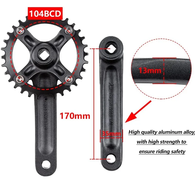 1X11Speed Mountain Bike Groupset 170MM 104BCD 32/34/36/38T Square Hole Crankset and 11S 116L chain for M5100/M5120 1X11V MTB KIT