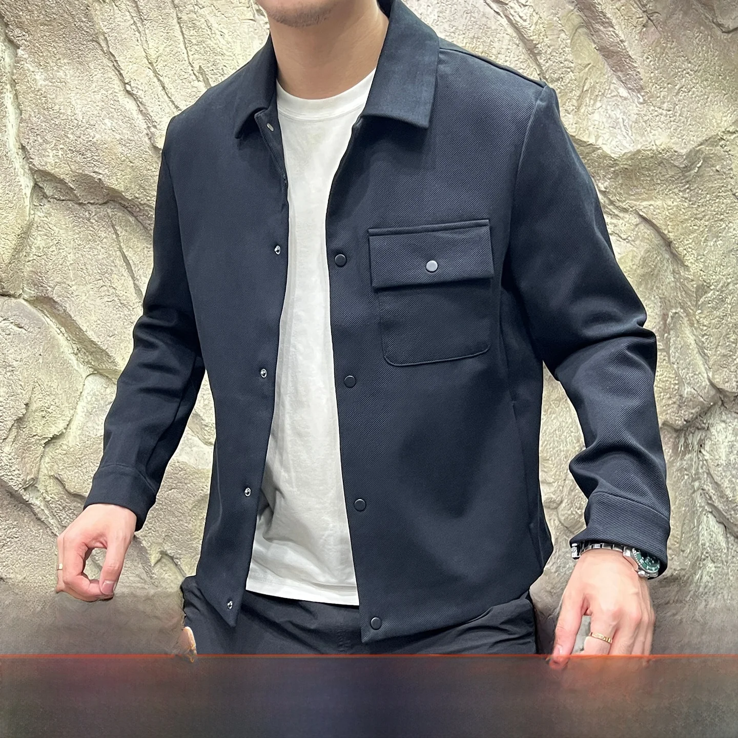 

3D Tailored Knitted Jaet Outdoor Light Busin Men's Collar Autumn New Arrival Youth Faion Warm Long Sve Stand Fit