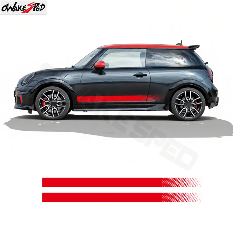 2 Pcs/Set Door Side Stripes Sticker For MINI JCW F66 2025 John Cooper Works J01 SE 2024 F65 F67 2026 Graphics Decal Accessories