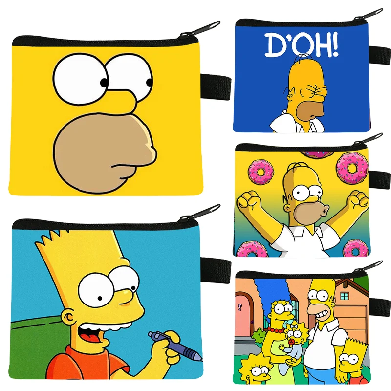 

Портмоне The Simpsons Kawaii, портативный кошелек на молнии, сумка на молнии для девочек, модная сумка для хранения ключей, наушников, монет, подарки для детей