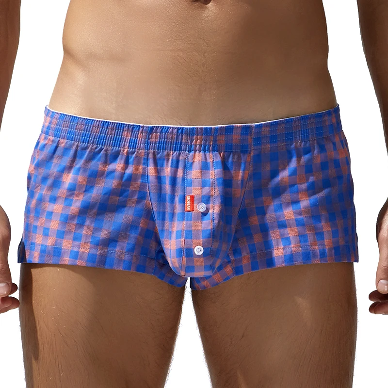 Klassische karierte Boxershorts für Herren, weich, leicht, atmungsaktiv, mittelhohe Taille, lässiger Karomuster-Druck, Unterwäsche für den täglichen Gebrauch zu Hause.