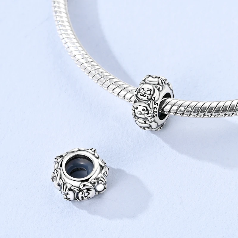 925 Sterling Silver Cute Pet Silicone Stopper Clasp Clip Zirconium Sloth Charms Bead Fit Original Bracelet Jewelry