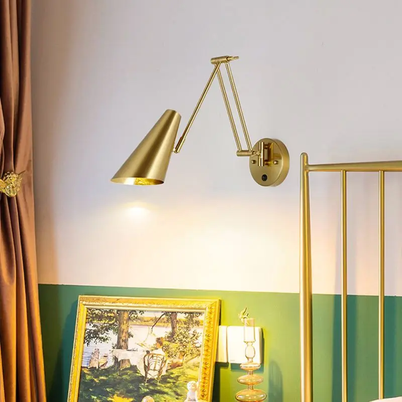 Nordic LED Wall Lamp Retractable Adjustable Wall Lights for Home Decoration Bedroom Bedside Reading Sconce Add Dimmable Function