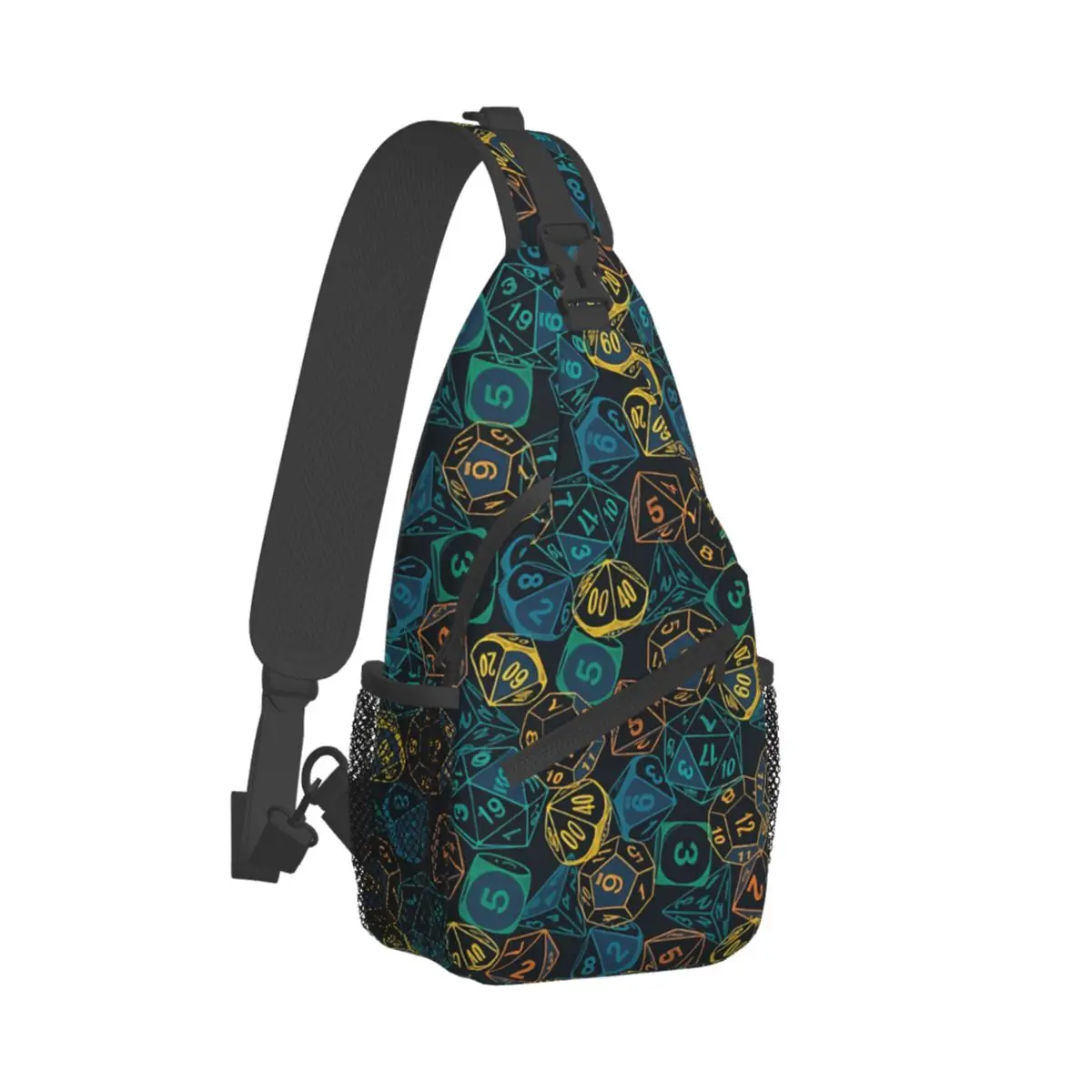 RPG Dice Teal Cluster Crossbody Chest Bags Pockets Travel Pack Messenger Sports Teens Shoulder Bag Unisex