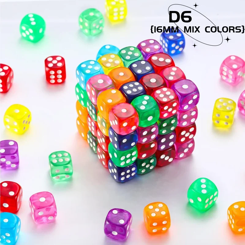 

50pcs/100Pcs Bulk Dice Set Standard 16mm Game Dice D6 6 Faces Dice With Rounded Edges For Casino Dice Game