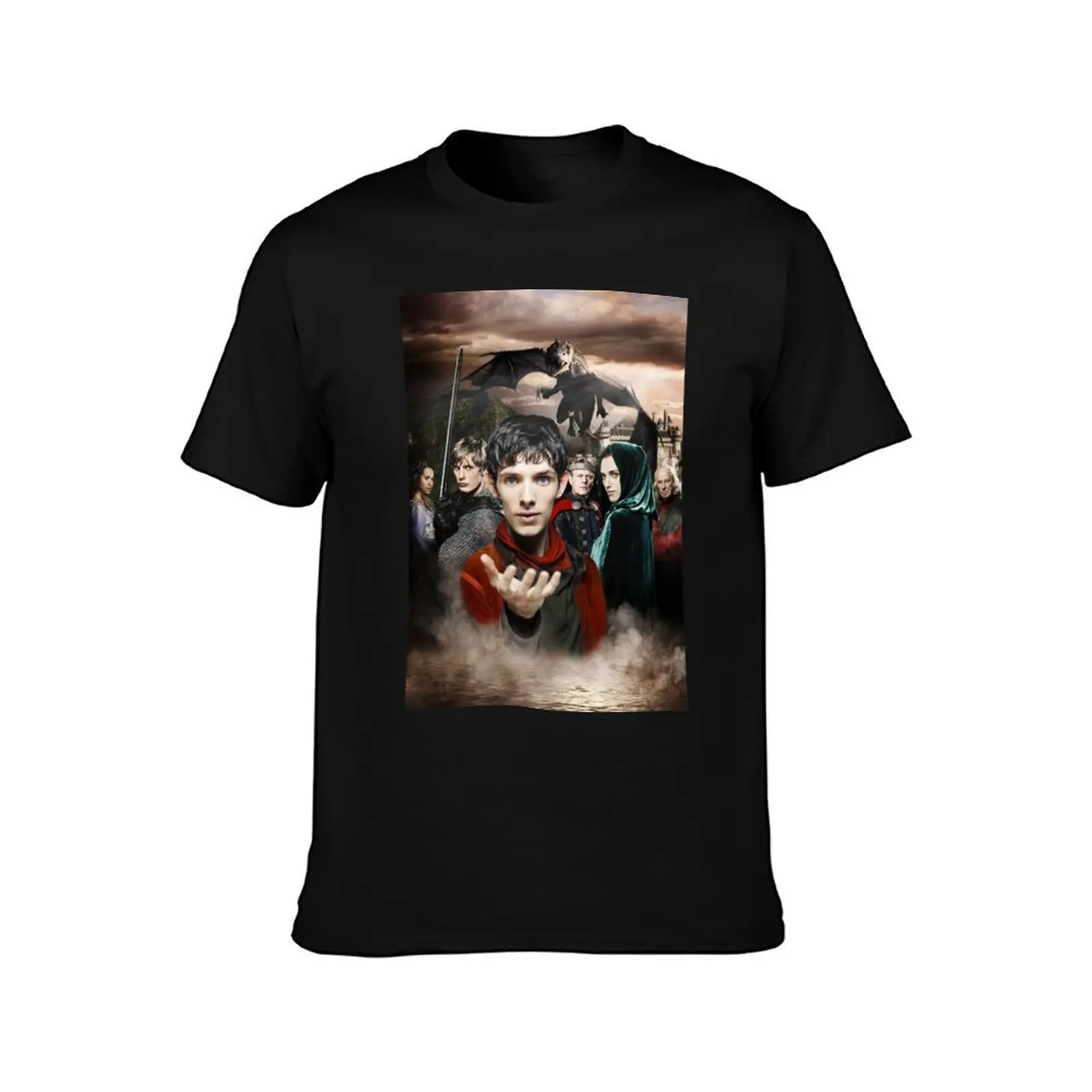 Merlin T-Shirt, Summer Casual Cotton Tee, Oversized Streetwear Tops, Vintage Graphic Print, Loose Fit Short Sleeve, 100% Cotton