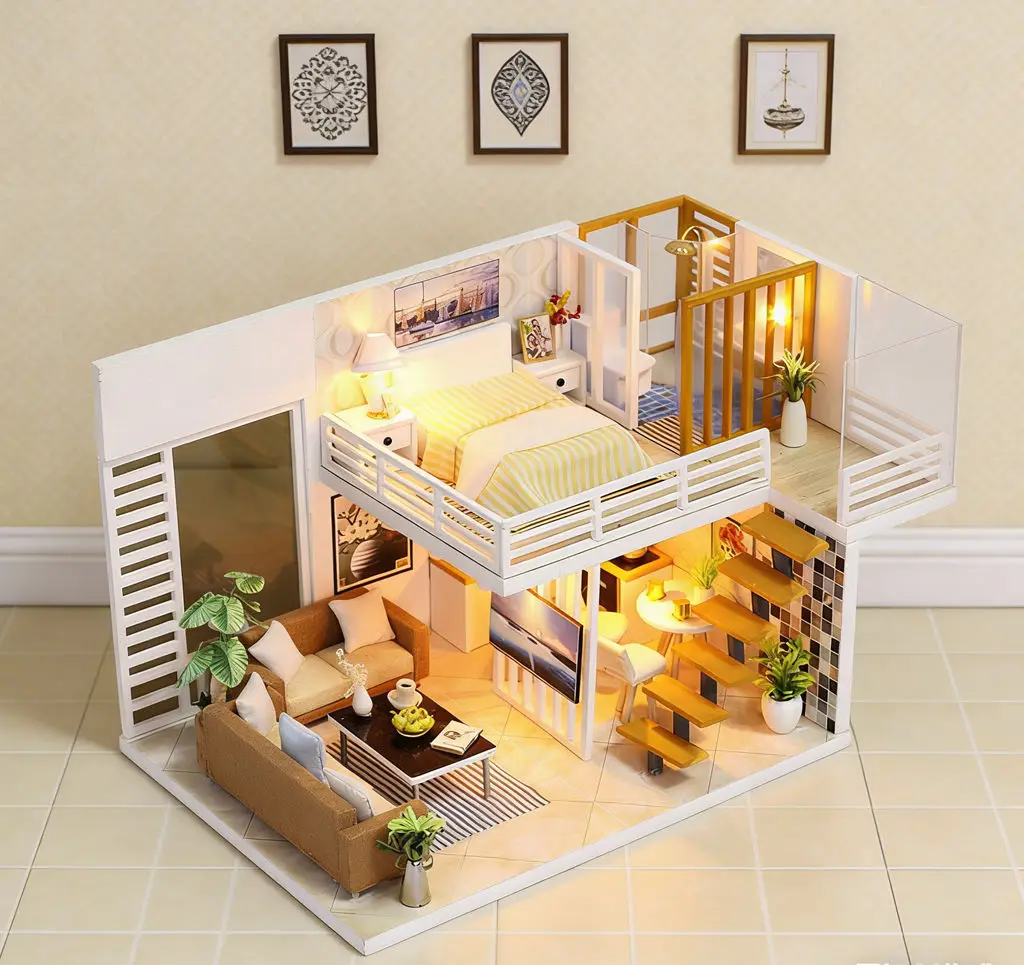 DIY 미니어처 하우스 키트 - 창의적인 조립 인형의 집 미니어처 액세서리 룸박스 3D 장면 모델 성인 및 어린이를 위한 크리스마스 선물