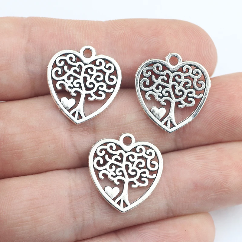 20 Pieces 17*18mm Zinc Alloy Antique Silver Color Tree of Life Charms Necklace Pendant Accessory For DIY Jewelry Handcraft