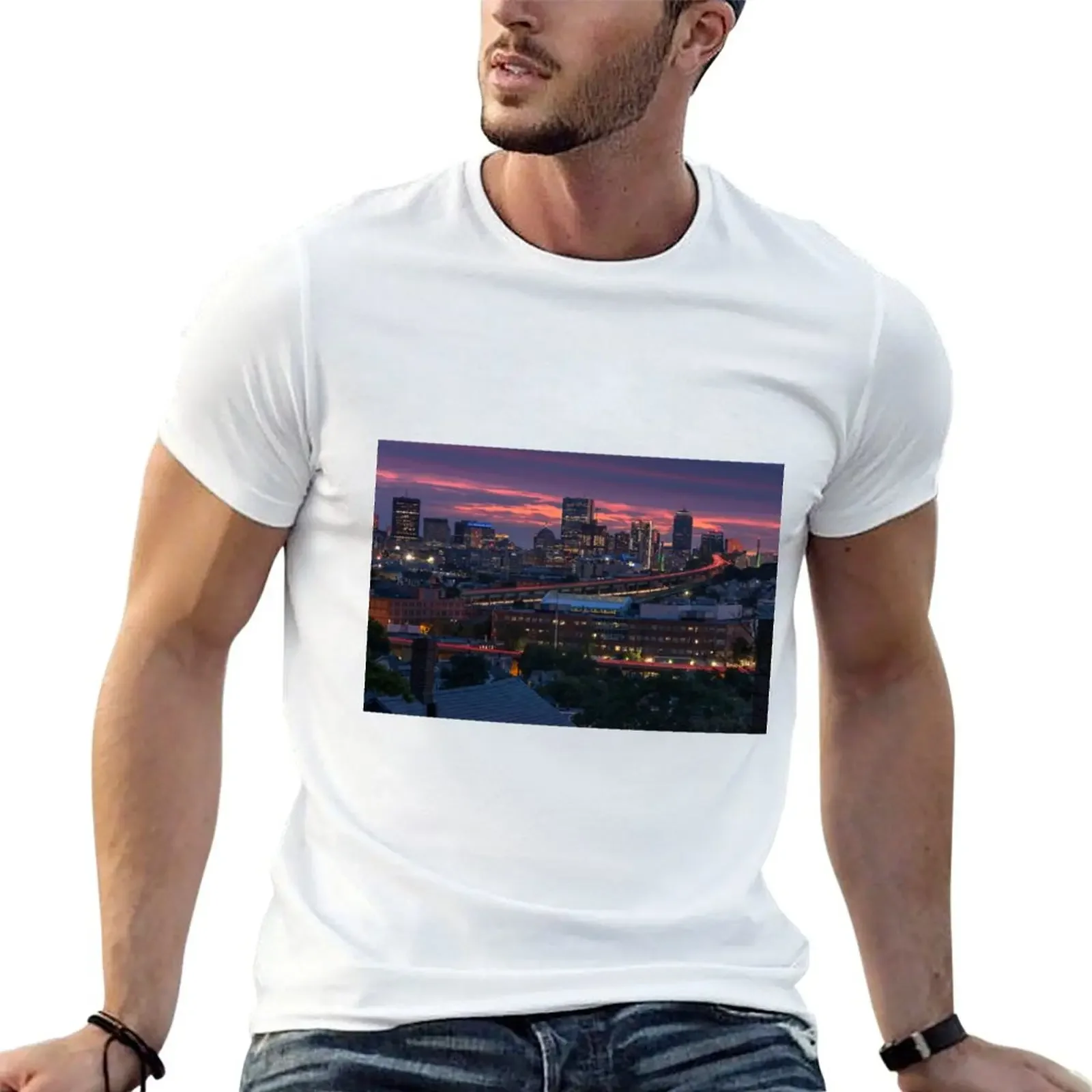 

Sunset on Boston from Chelsea T-Shirt cute tops quick drying cute clothes plus size clothes plus size men clothing