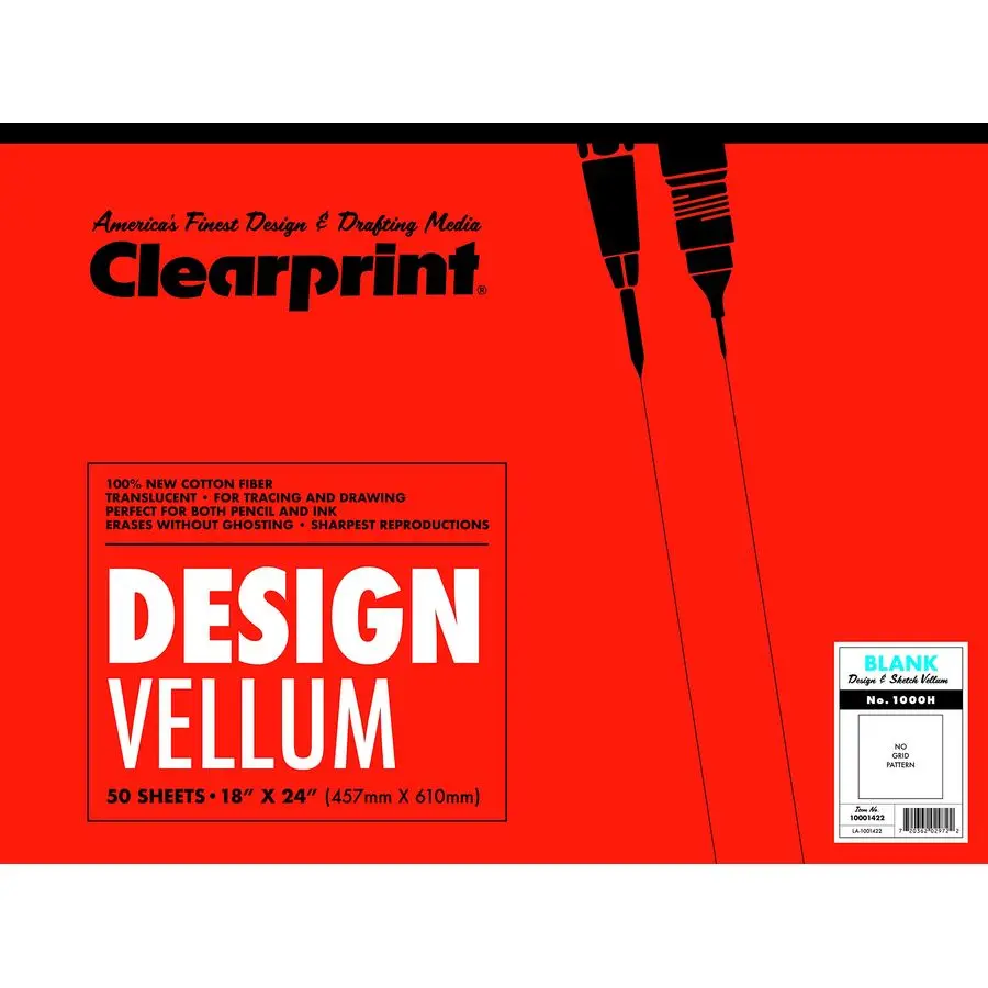 

18 x 24 1000H Design Vellum Pad, 16 lb., 100 Cotton, 50 Sheets, 1 Each