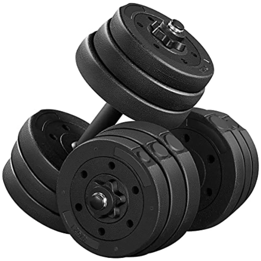 

Yaheetech Adjustable Dumbbells Weight Set with 4 Spinlock Collars for Home Gym Strength Training in Black and Silver Durable St