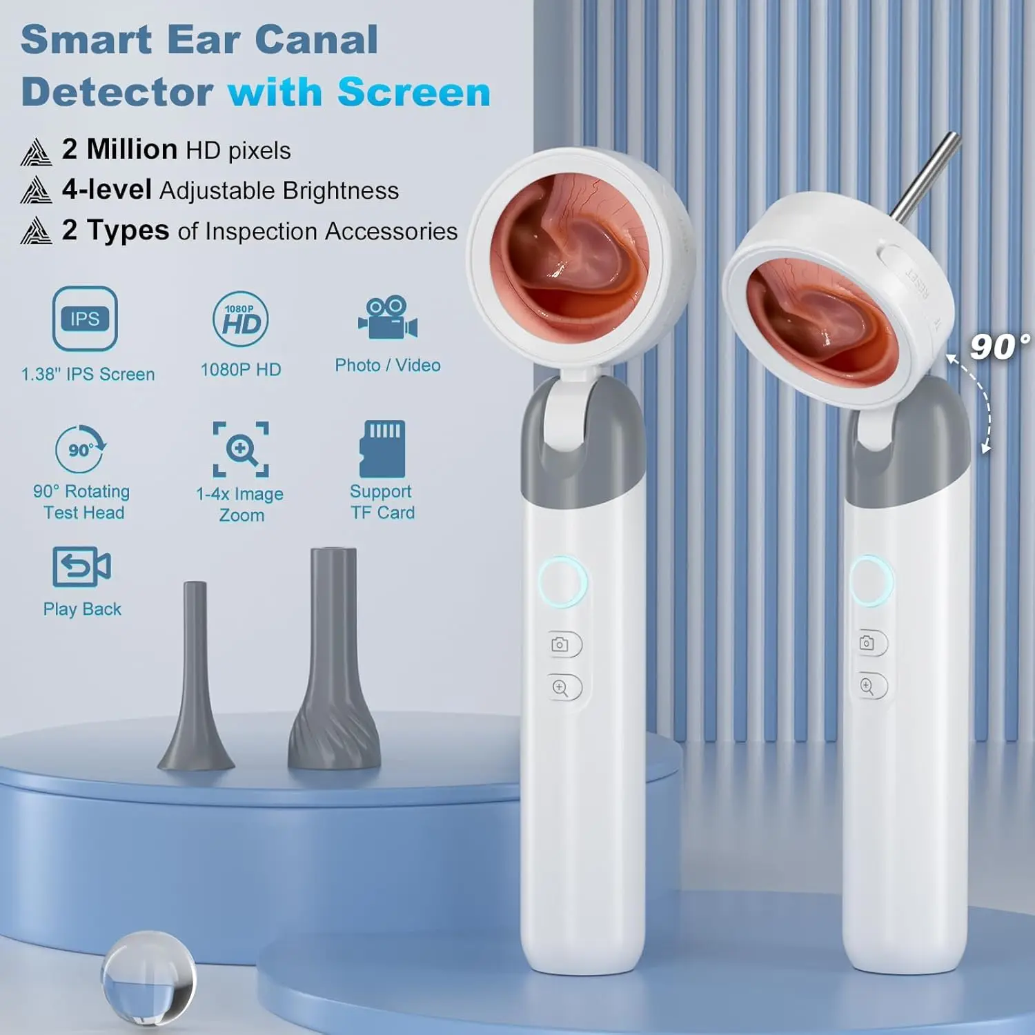 

Wireless Endoscope Visual Ear Camera 1.38'' IPS Screen 1080P HD Camera Ear Wax Clean Tools Take Picture Video Ear Inspection