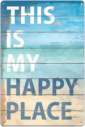 Retro Metal tin Sign This is My Happy Place for Home, Bedroom, Etc. Art 8x12